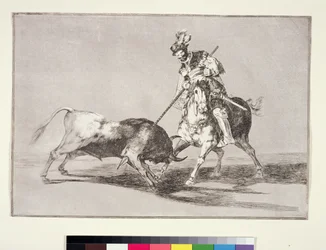 El Cid (c.1040-99) lanceando otro toro, lámina 11 de La Tauromaquia, 1816
